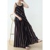 Summer New Sling Large Chiffon Black Striped Jumpsuit