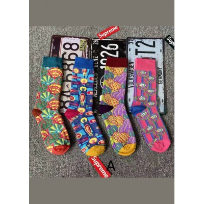 Handmade Colorful shells Print Cotton Crew Socks