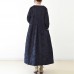 2021 fall trend Navy jacquard linen coats long maxi coat V neck casual cardigan