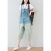 Natural Blue Casual Pockets Button Gradient Color Fall Rompers Cotton