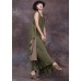 French sleeveless linen Long Shirts Runway green outwear summer