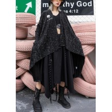 For fall blended outwear trendy plus size black asymmetric cardigan