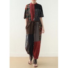 Summer Prints Linen Loose Bat Sleeve Jumpsuit